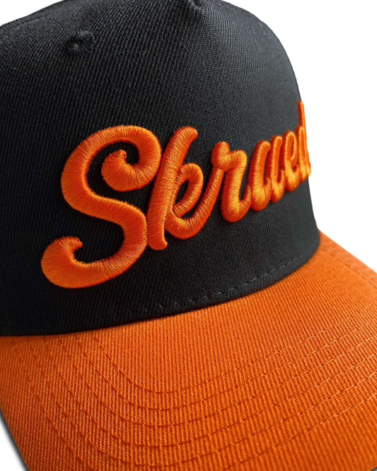 Chunky Logo Snapback Hat - Black/Orange