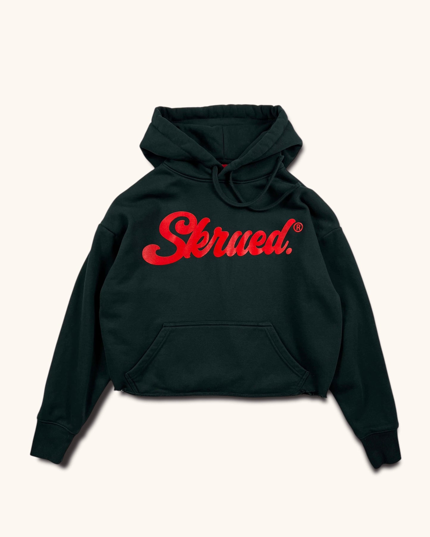 Women’s Chunky Logo Raw Hem Hoodie - Forest Green