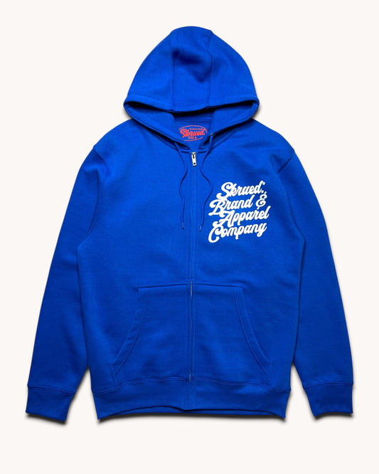 SKRUED Brand Zip Up Hoodie - Blue