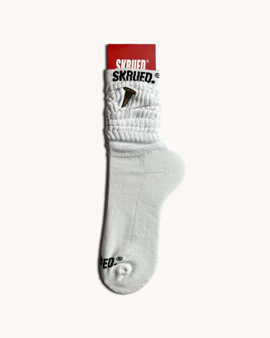 Embroidered Inspire Logo Slouch Socks - White