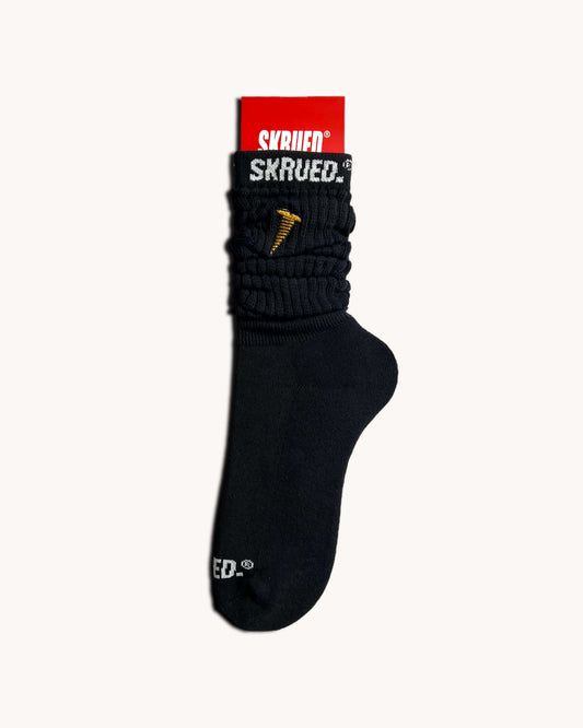 Embroidered Inspire Logo Slouch Socks - Black