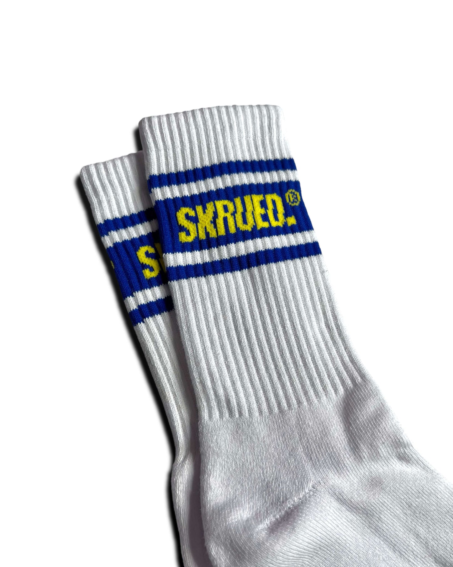 Retro Stripe Logo Socks - Blue/Yellow