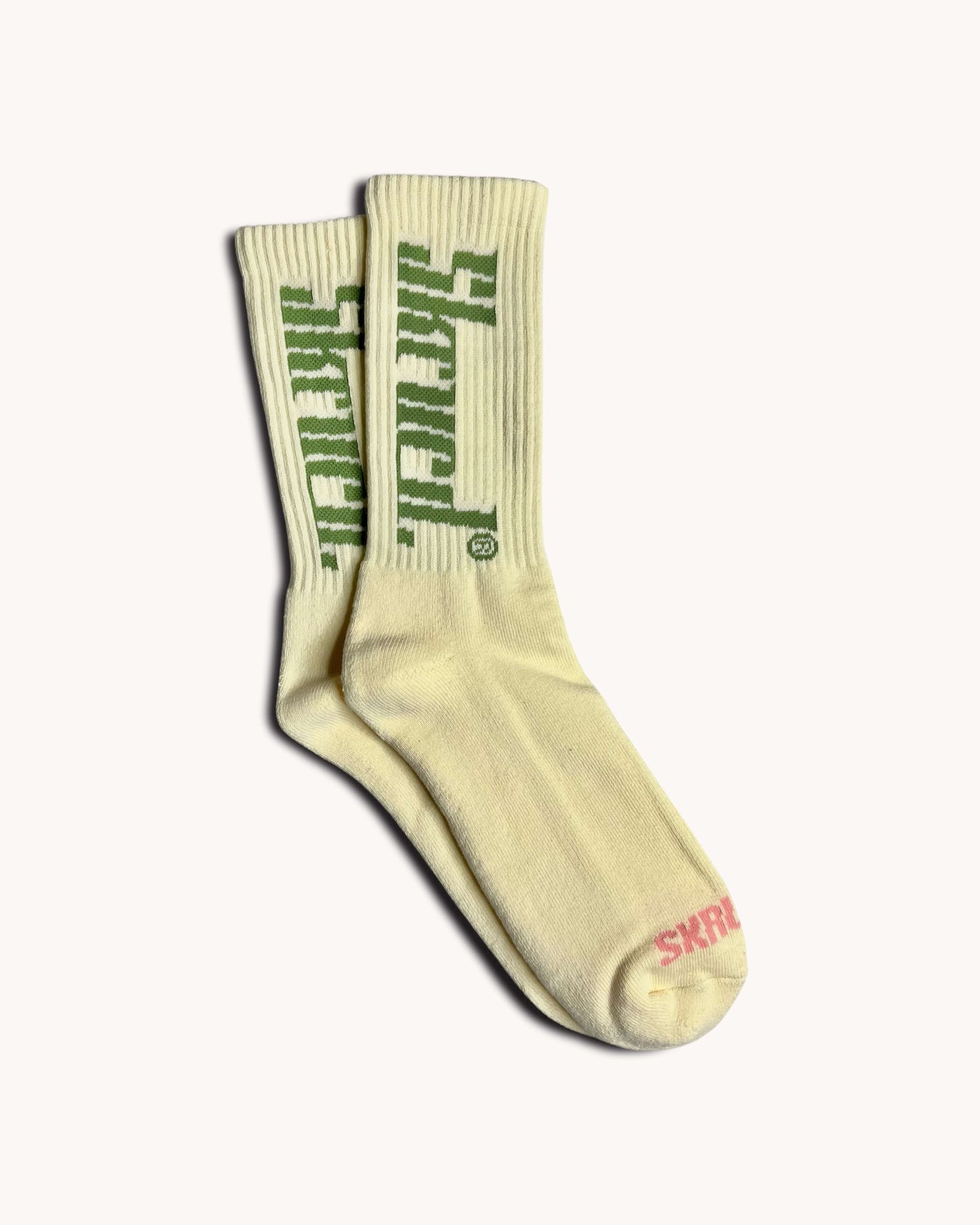 Crisp Logo Socks - Cream/Olive