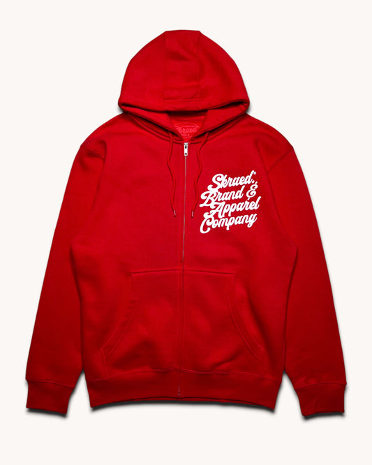 SKRUED Brand Zip Up Hoodie - Red