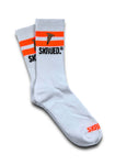 Retro Stripe Logo Socks - Neon Orange