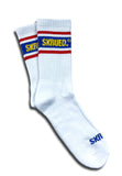 Retro Stripe Logo Socks - "State Champs" White
