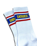 Retro Stripe Logo Socks - "State Champs" White