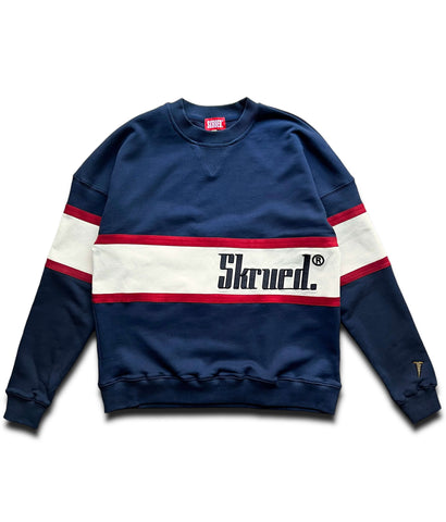 Retro Panel Drop Shoulder Crewneck - Navy
