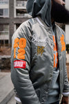 "Mission" Satin Bomber Jacket - Platinum Olive