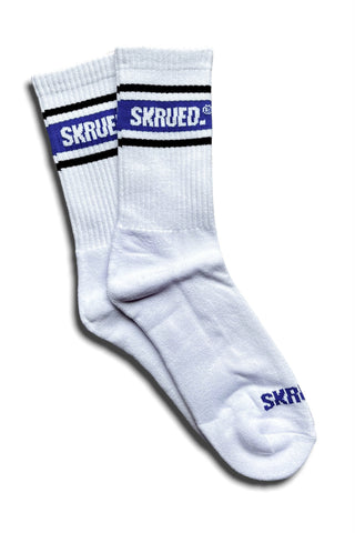 Retro Stripe Logo Socks with Blue