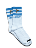 Triple Retro Stripe Logo Socks - Lake Blue