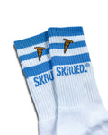 Triple Retro Stripe Logo Socks - Lake Blue